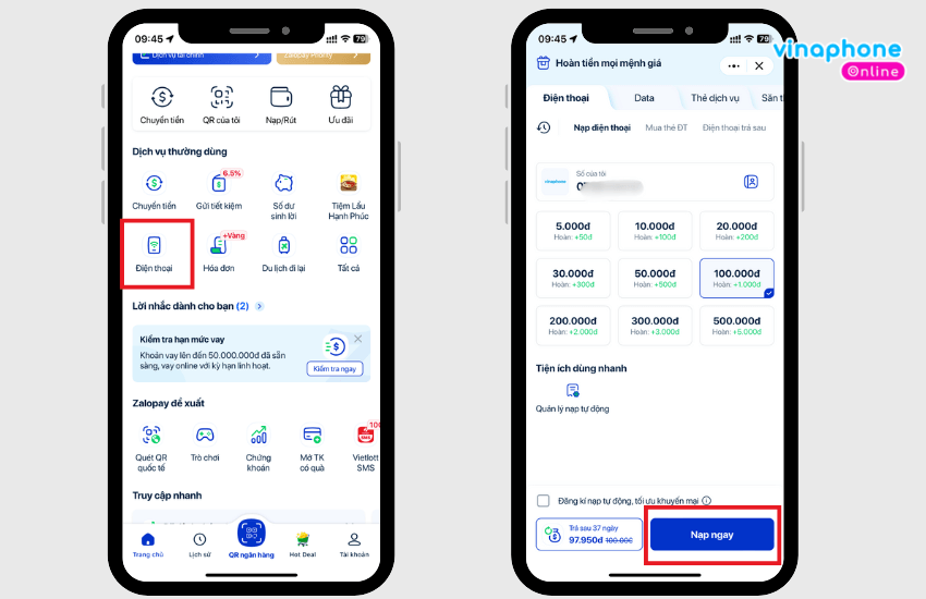 nap tien vina qua vi dien tu