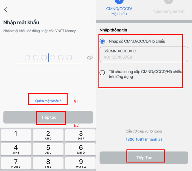 cach lay lai mat khau VNPT Money