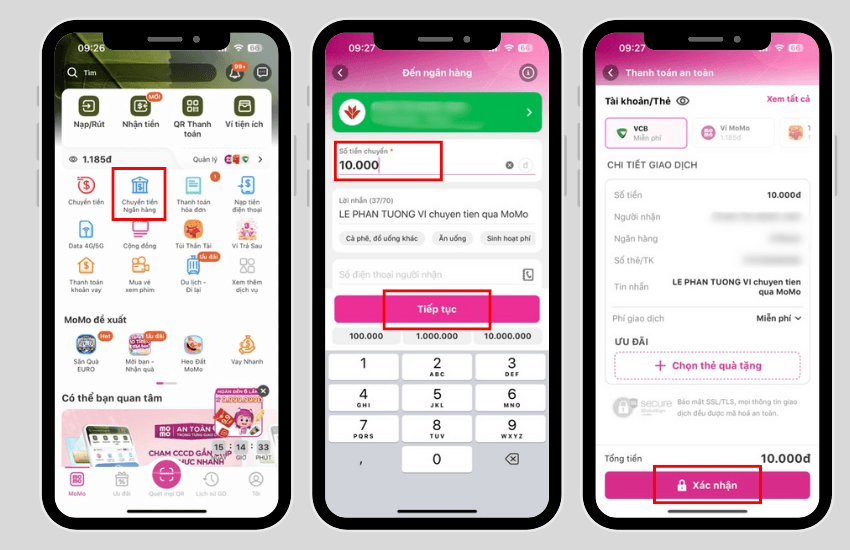 Cach chuyen tien MoMo qua ngan hang khong mat phi