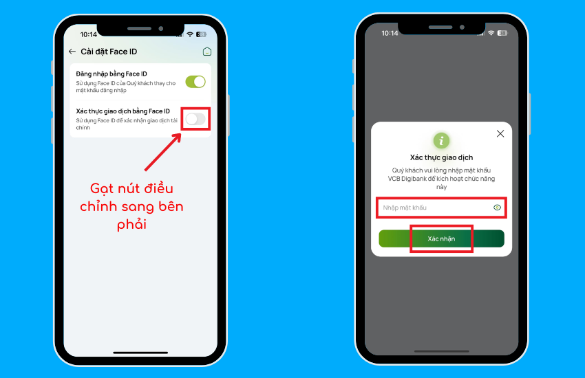 Cai dat chuyen tien bang face id vietcombank