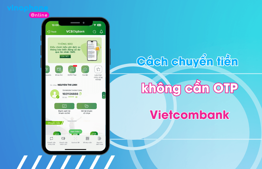 cach chuyen tien khong can ma otp vietcombank tren dien thoai