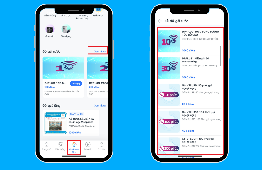 Doi diem VinaPhone Plus lay qua tang