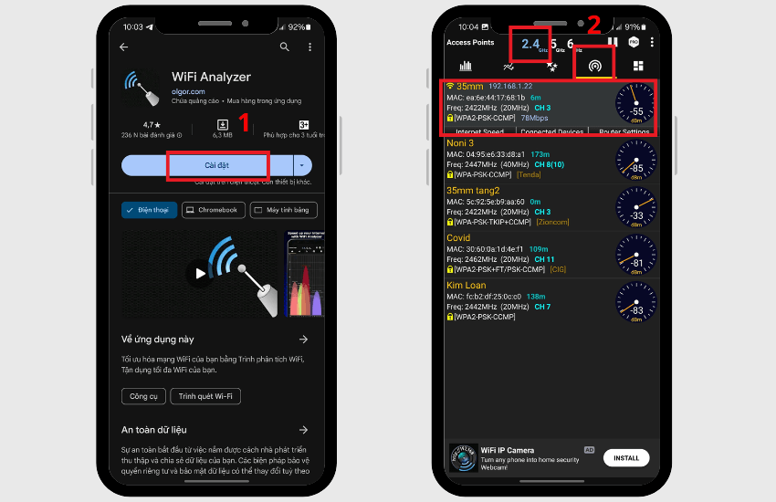 Xem WiFi nha minh dung la 2.4 GHz hay 5 GHz tren Android