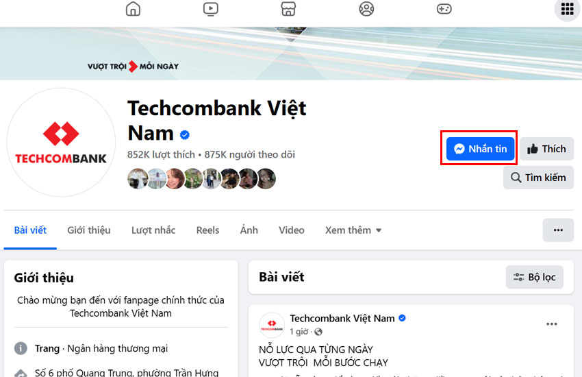 gui tin nhan den techcombank