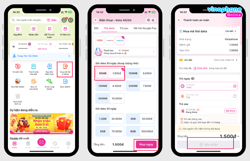 mua the data vinaphone tren momo