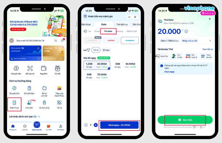 mua the data vinaphone tren zalopay