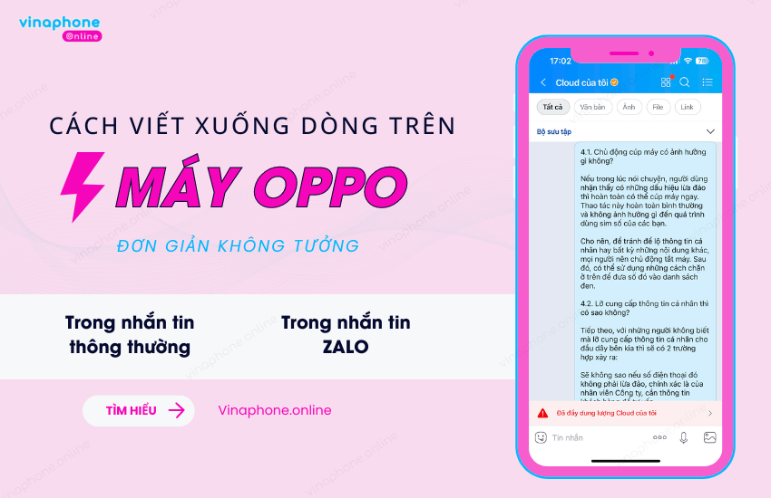 Cach viet xuong dong tren dien thoai OPPO